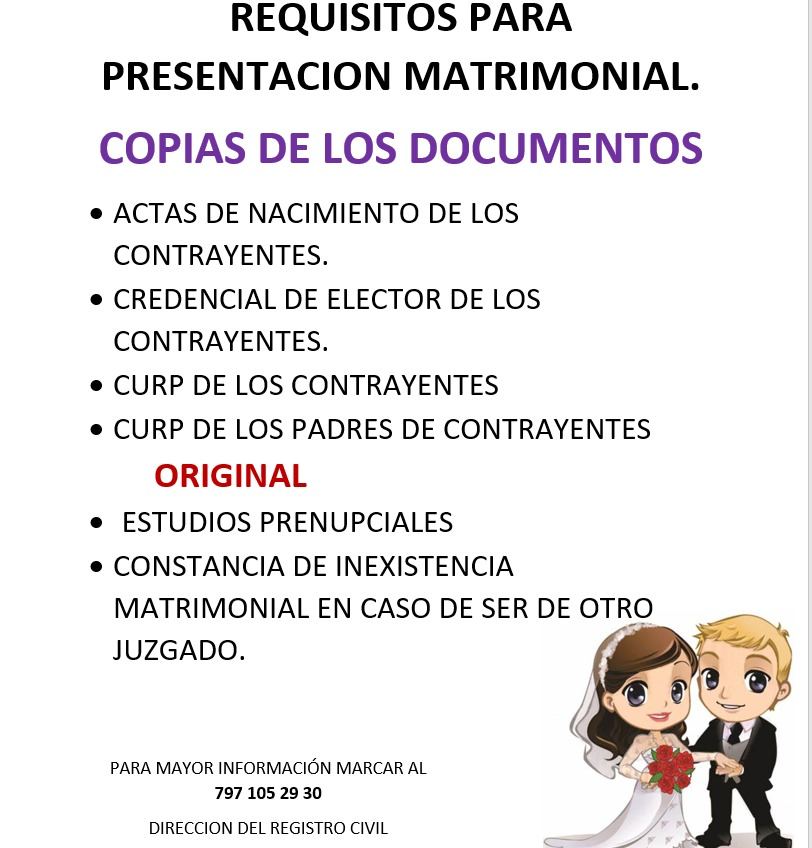 Requisitos Matrimonio · Registro Civil